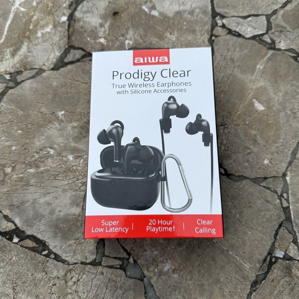 Aiwa Prodigy Clear True Wireless Earphones w/ Accessories AI1006KITS-BLK NIB!